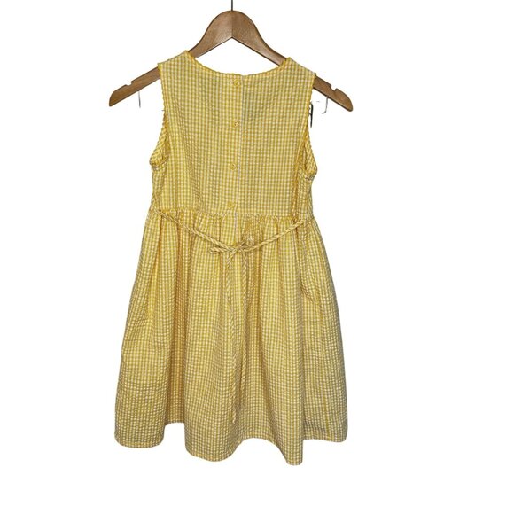 Vintage Youngland Yellow Dress Girls 10 Gingham Floral Embroidered Cottagecore - Picture 4 of 8